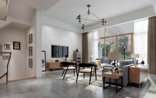 华贸东滩300平联排别墅现代风格设计-设计效果图