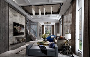 华贸东滩联排别墅项目装修设计方案展示-设计效果图