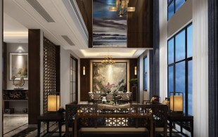 青浦古涧堂别墅项目装修新中式风格设计-设计效果图