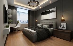 万科第五园300平联排别墅现代中式风格-设计效果图