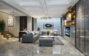 保利西塘越200平联排别墅现代简约风格-设计效果图