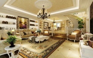 保利天鹅语别墅装修欧式古典风格设计-设计效果图