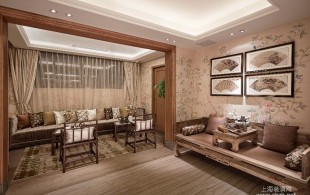 香山丽舍大平层中式风格设计案例展示-设计效果图