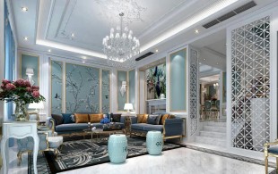 佘山东郡别墅项目装修法式风格设计-效果图