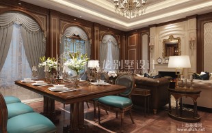 宝山梧桐墅别墅装修欧美古典风格设计-效果图